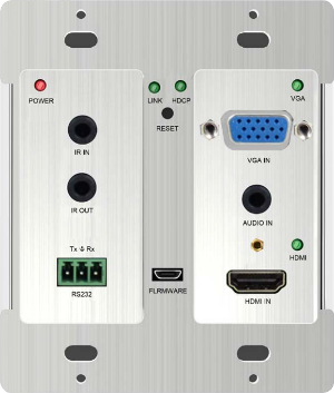 TPHD405PT-WPI ::  วอลล์เมาท์ HDBaseT ส่งสัญญาณ HDMI หรือ VGA และ RS232, IR ไกล 60 เมตร พร้อม PoC เลือกสัญญาณ