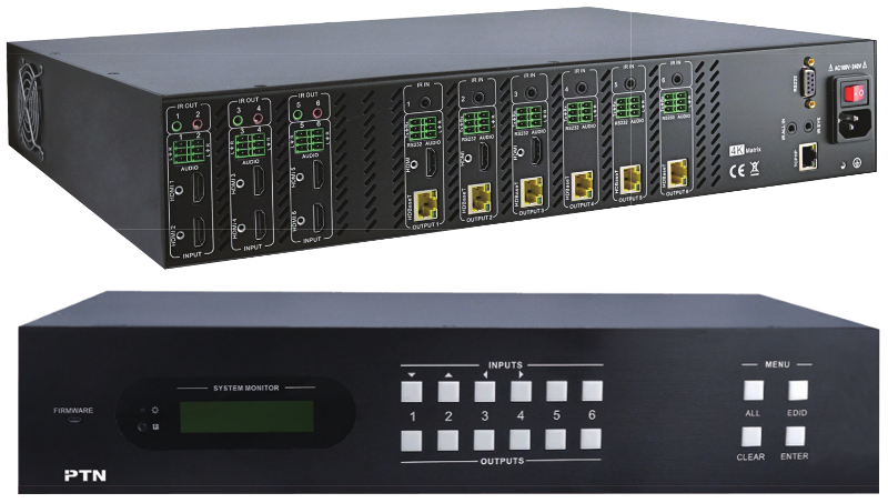 MUH66TP  :::  เครื่องสลับสัญญาณ HDMI เป็น HDBaseT แบบ 6x6 พร้อมถอดเสียงเป็นอนาล็อก รองรับ 4K