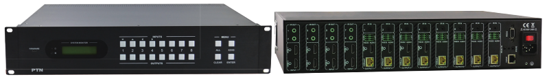 MUH88TP  :::  เครื่องสลับสัญญาณ HDMI เป็น HDBaseT แบบ 8x8 พร้อมถอดเสียงเป็นอนาล็อก รองรับ 4K