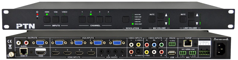 PTN SC121D-TN เครื่องเลือกสัญญาณภาพหลายชนิด 12 ช่อง ออก 1 HDMI, 1 VGA และ 1 HDBaseT