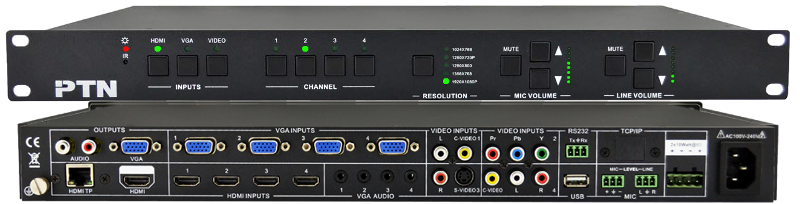 PTN SC121D-T เครื่องเลือกสัญญาณภาพหลายชนิด 12 ช่อง ออก 1 HDMI, 1 VGA และ 1 HDBaseT